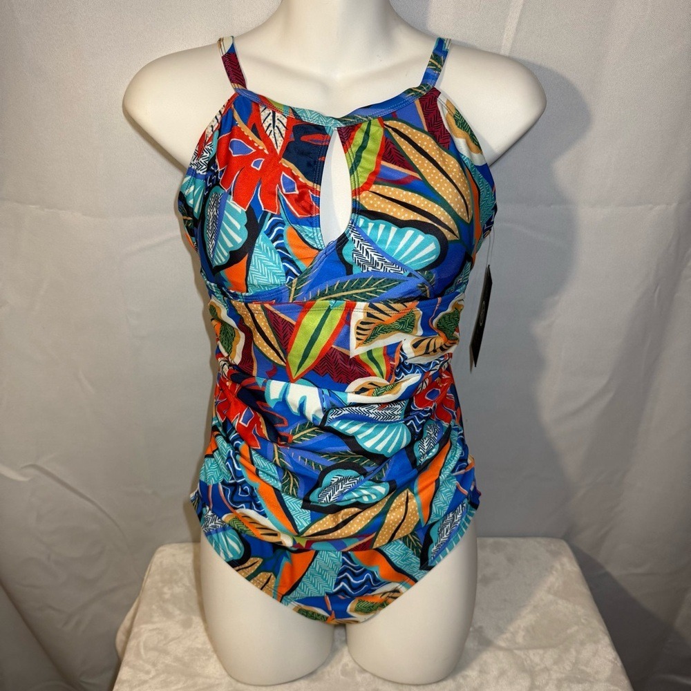 NWT Kathy Ireland‎ Tropical Print One-Piece Swimsuit Size 8